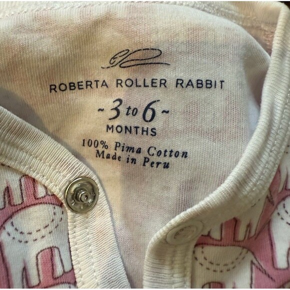 Roberta Roller Rabbit Pink "Hathi Elephant" Soft Pima Cotton Footie Sleeper 3-6m - Picture 6 of 10